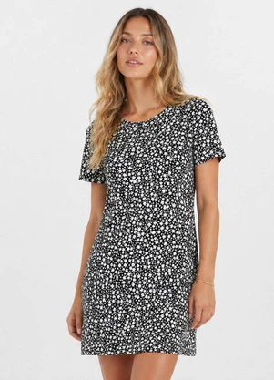 Select - Vestido Feminino Estampado Gola Redonda Preto - SELECT