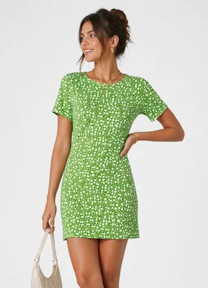 Select - Vestido Feminino Estampado Gola Redonda Verde - SELECT