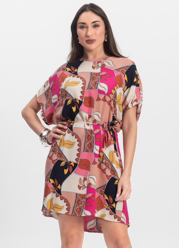 Infinita Cor - Vestido Feminino Estampado Infinita Cor Rosa