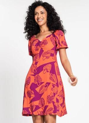Rovitex - Vestido Feminino Estampado Laranja - ROVITEX