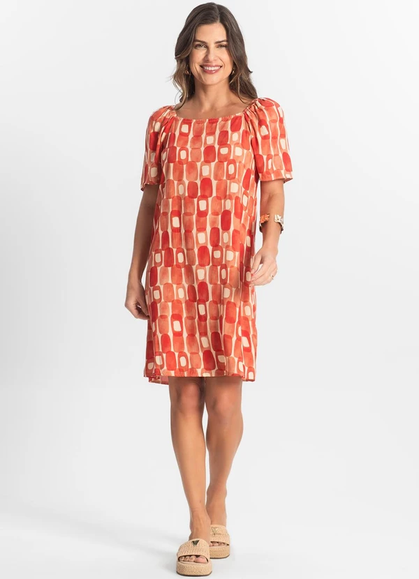 Select - Vestido Feminino Estampado Laranja 3