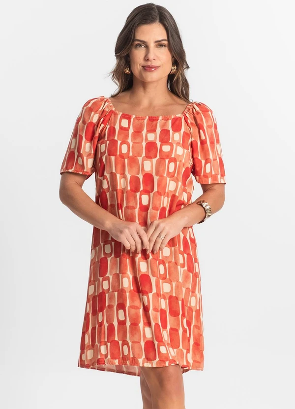 Select - Vestido Feminino Estampado Laranja 4
