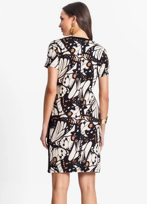 Rovitex - Vestido Feminino Estampado Preto - ROVITEX