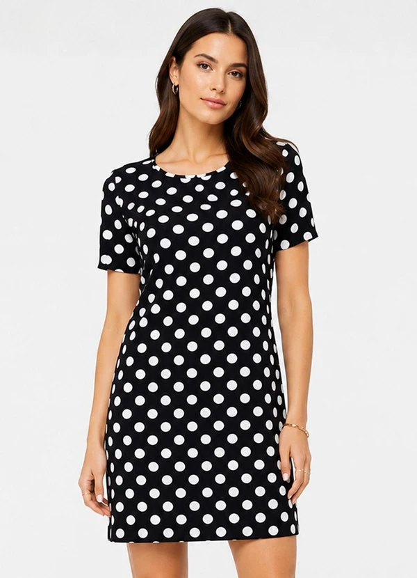 Select - Vestido Feminino Estampado Preto