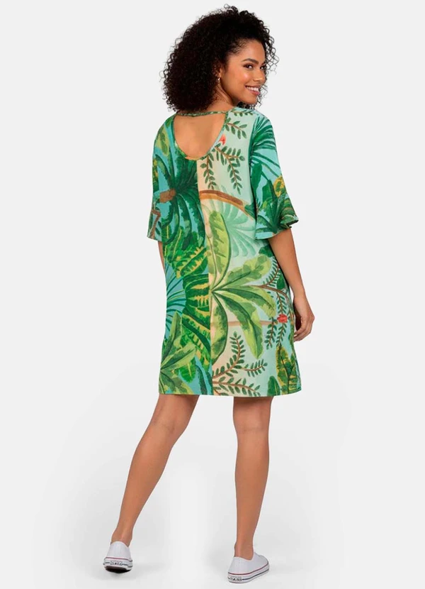 Infinita Cor - Vestido Feminino Estampado Verde 2