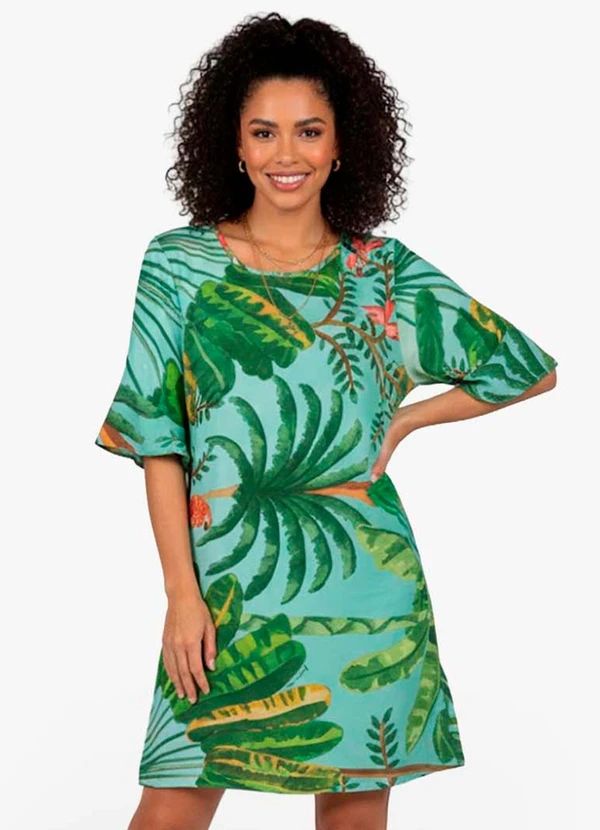 Infinita Cor - Vestido Feminino Estampado Verde 3