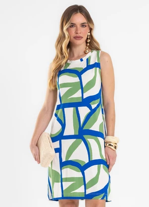 Rovitex - Vestido Feminino Estampado Viscotorcion Azul - ROVITEX