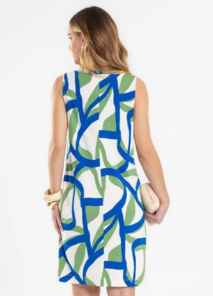 Rovitex - Vestido Feminino Estampado Viscotorcion Azul - ROVITEX
