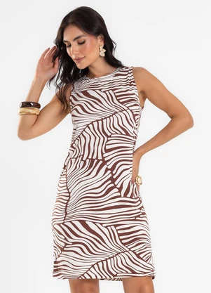 Rovitex - Vestido Feminino Estampado Viscotorcion Marrom - ROVITEX