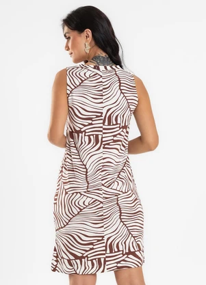 Rovitex - Vestido Feminino Estampado Viscotorcion Marrom - ROVITEX