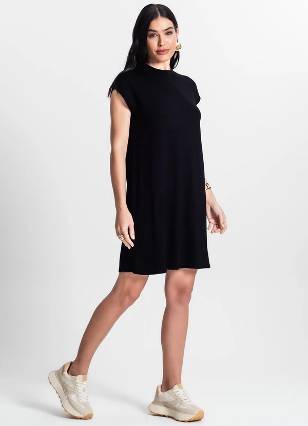 Infinita Cor - Vestido Feminino Gola Alta Preto 3