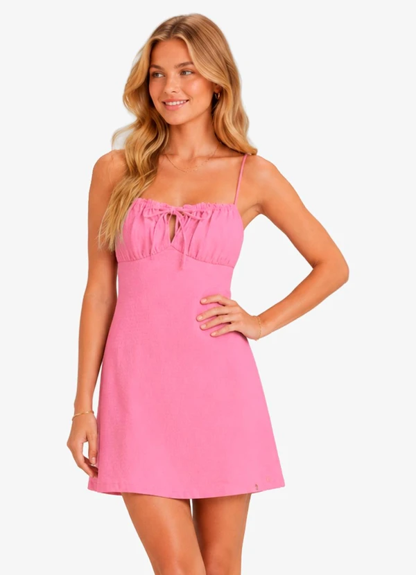 Minty - Vestido Feminino Justo de Alça Rosa