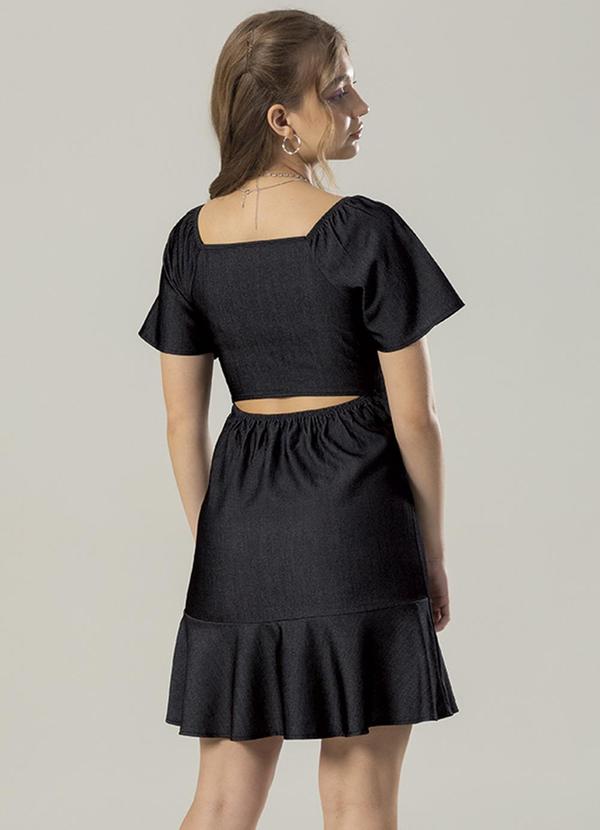 Bjoe - Vestido Feminino Juvenil em Jeans Leve Preto 2