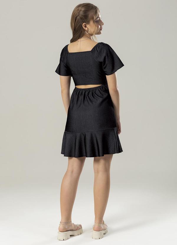 Bjoe - Vestido Feminino Juvenil em Jeans Leve Preto 4