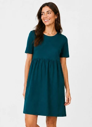 Select - Vestido Feminino Liso Decote Redondo Verde - SELECT