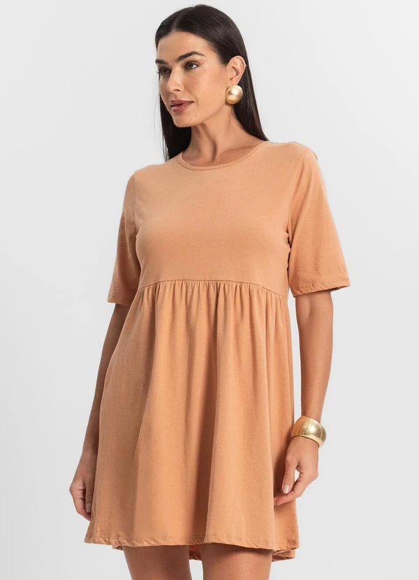 Select - Vestido Feminino Liso Marrom