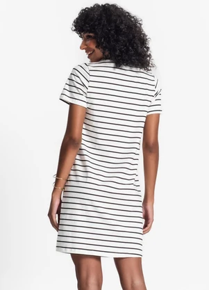 Rovitex - Vestido Feminino Listrado Bege - ROVITEX