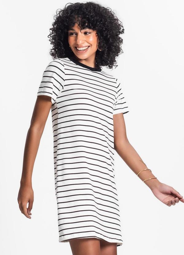 Rovitex - Vestido Feminino Listrado Bege 4