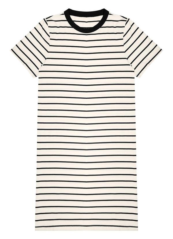 Rovitex - Vestido Feminino Listrado Bege 5