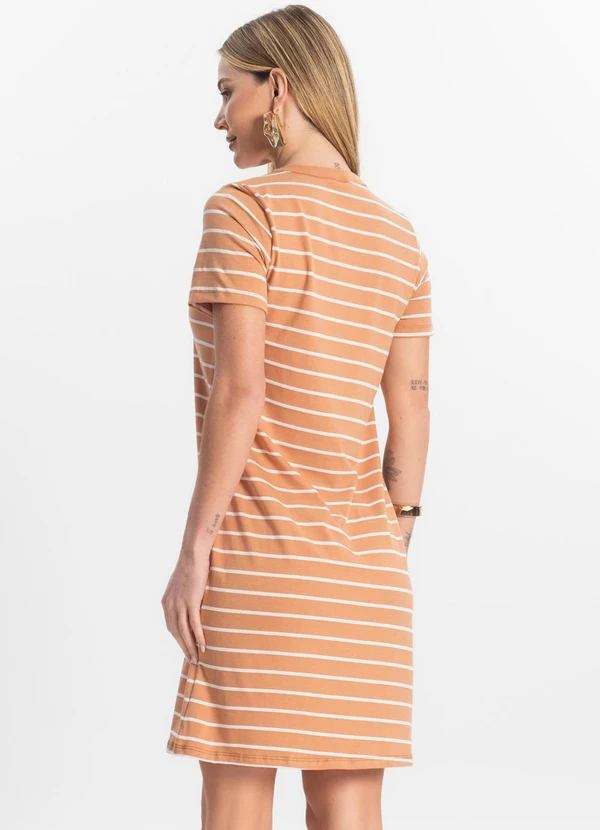 Rovitex - Vestido Feminino Listrado Marrom 2