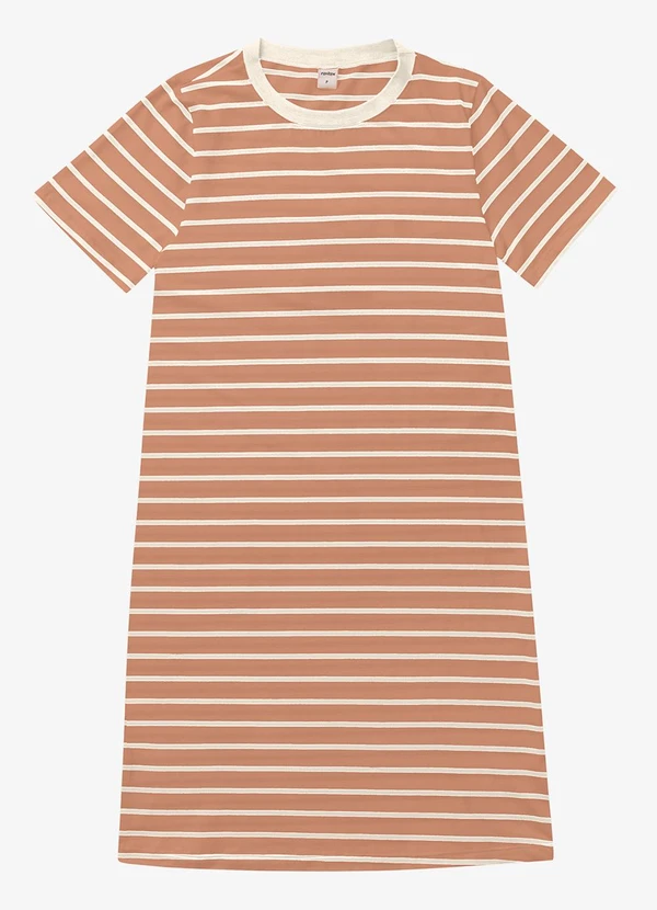 Rovitex - Vestido Feminino Listrado Marrom 4