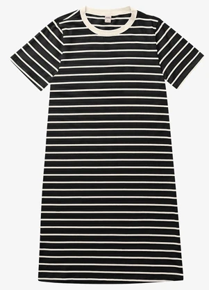 Rovitex - Vestido Feminino Listrado Preto - ROVITEX