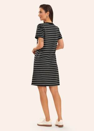 Rovitex - Vestido Feminino Listrado Preto - ROVITEX
