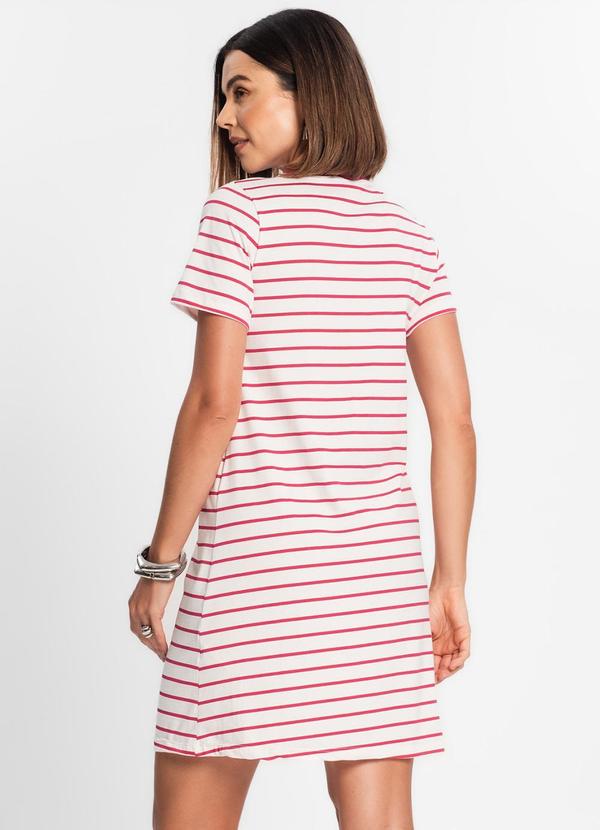 Rovitex - Vestido Feminino Listrado Rosa 2