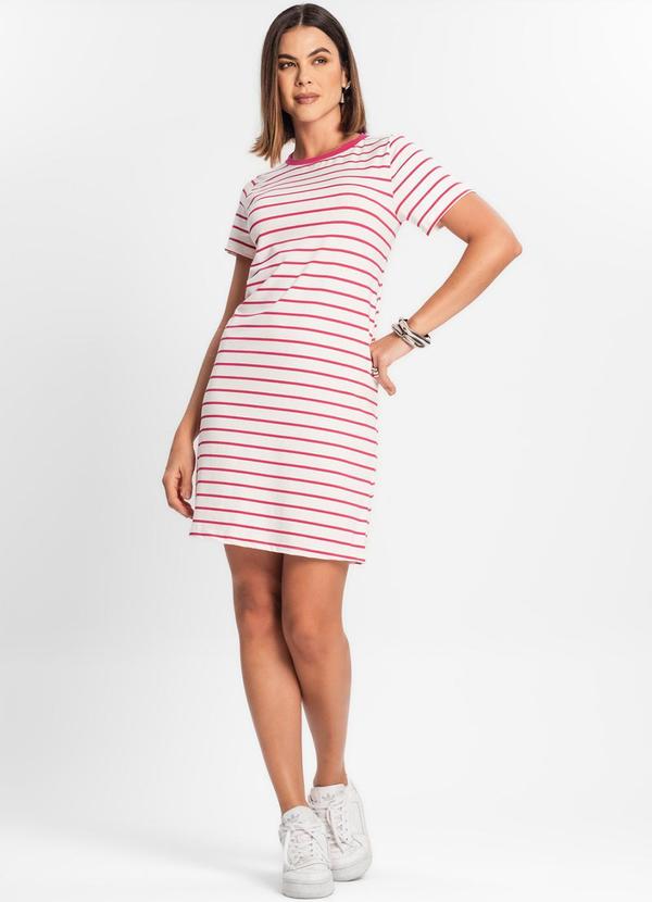Rovitex - Vestido Feminino Listrado Rosa 3