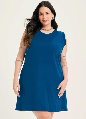 Marialícia - Vestido Feminino Malhão Peletizado Azul - MARIALÍCIA