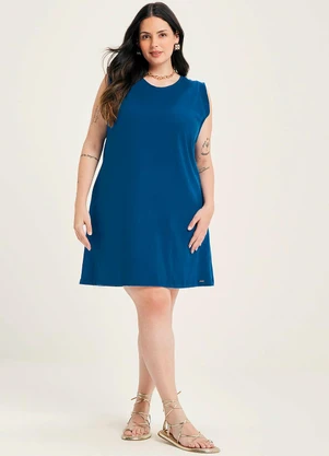 Marialícia - Vestido Feminino Malhão Peletizado Azul - MARIALÍCIA