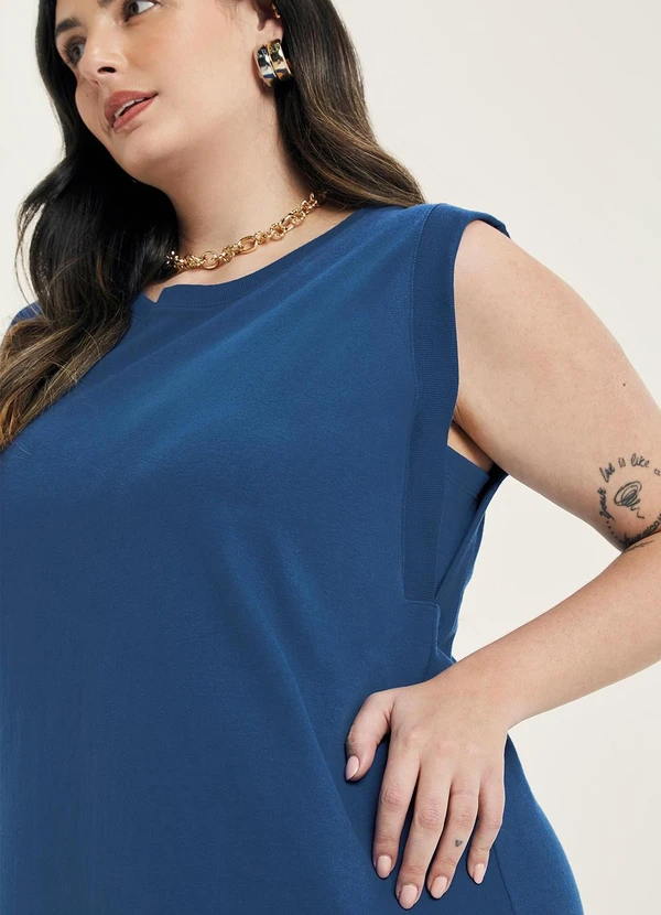 Marialícia - Vestido Feminino Malhão Peletizado Azul 3