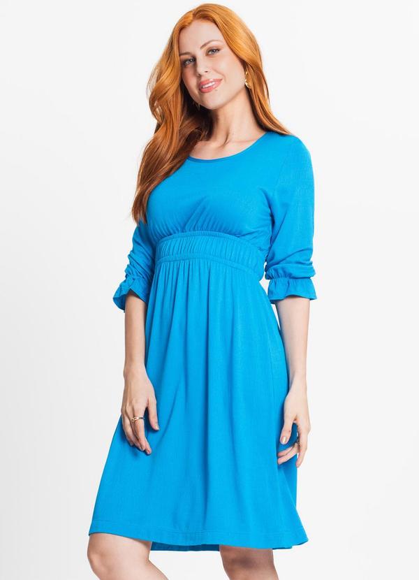 Rovitex - Vestido Feminino Manga 3/4 Azul
