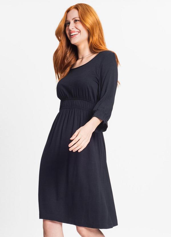 Rovitex - Vestido Feminino Manga 3/4 Preto