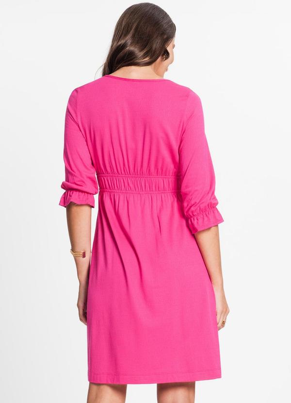Rovitex - Vestido Feminino Manga 3/4 Rosa 2