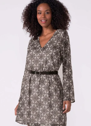 Marialícia - Vestido Feminino Manga Longa Chifon Preto - MARIALÍCIA