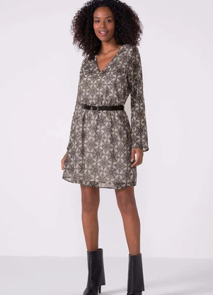 Marialícia - Vestido Feminino Manga Longa Chifon Preto - MARIALÍCIA