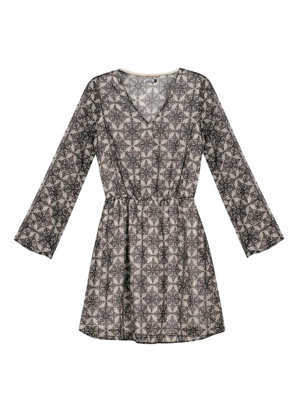 Marialícia - Vestido Feminino Manga Longa Chifon Preto 3