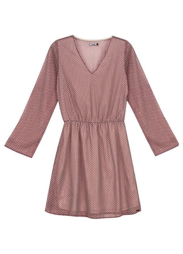 Marialícia - Vestido Feminino Manga Longa Chifon Vermelho 3