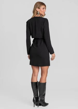 Dianna - Vestido Feminino Manga Longa Curto Preto - DIANNA
