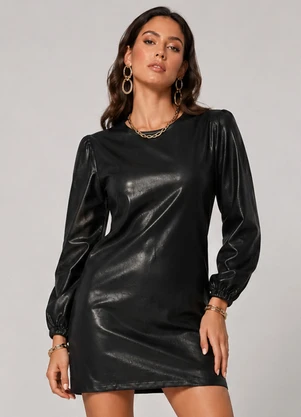 Infinita Cor - Vestido Feminino Manga Longa Curto Preto - INFINITA COR