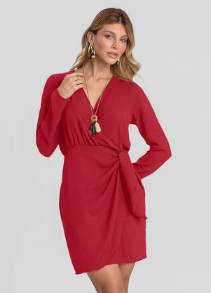 Dianna - Vestido Feminino Manga Longa Curto Vermelho - DIANNA