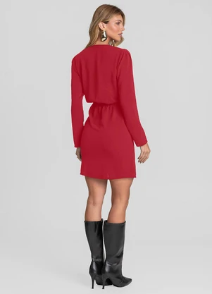 Dianna - Vestido Feminino Manga Longa Curto Vermelho - DIANNA