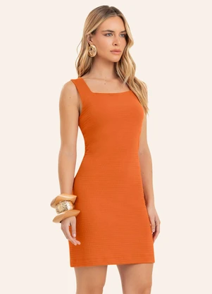Endless - Vestido Feminino Midi Decote Quadrado Laranja - ENDLESS