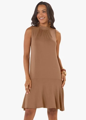 Rovitex - Vestido Feminino Molecotton de Viscose Marrom - ROVITEX