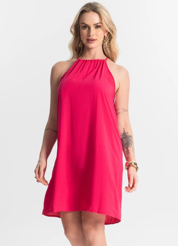 Select - Vestido Feminino Tecido Viscose Rosa