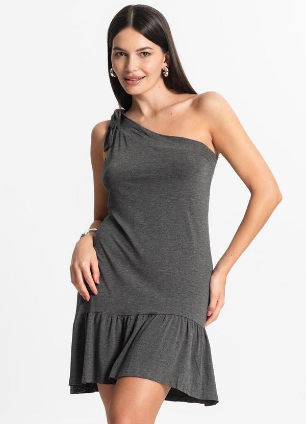 Rovitex - Vestido Feminino Viscolycra Babados Cinza