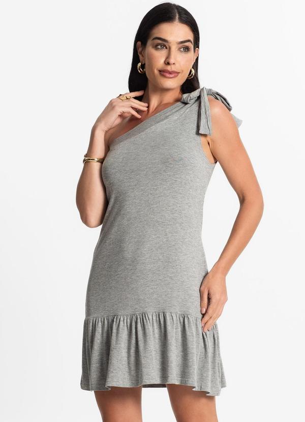 Rovitex - Vestido Feminino Viscolycra Babados Cinza