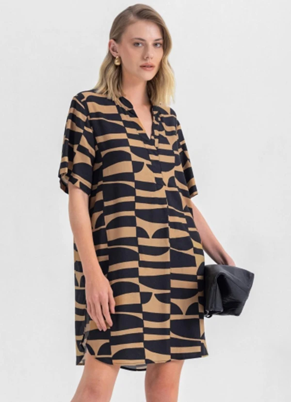 Essendi - Vestido Feminino Viscose  Marrom