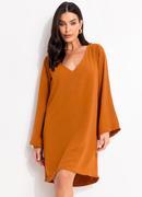 Vestido Bege em Crepe Plano
